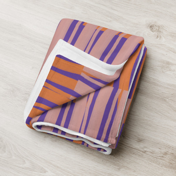 Throw Blanket | Contemporary Retro Purple Fibres Abstract Pattern