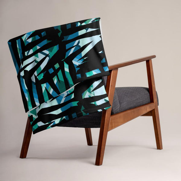 Turquoise Patterned Throw Blanket | Distorted Geometric Collection