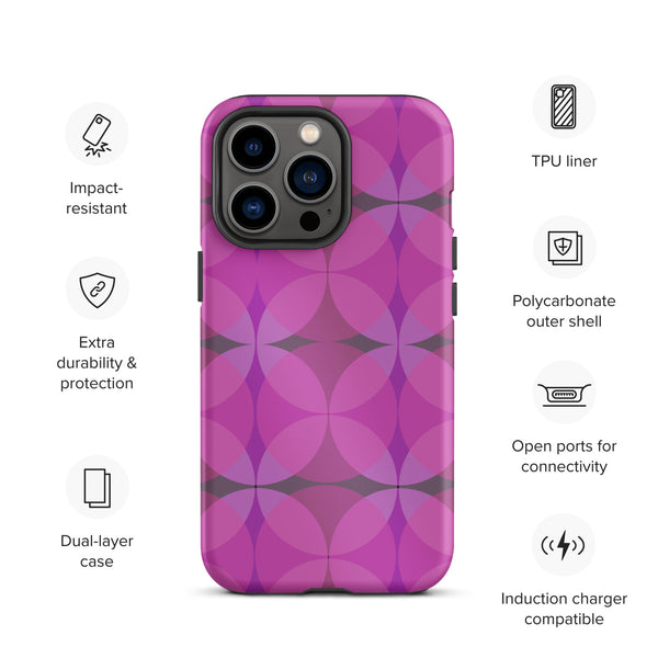 Pink Mid-Century Modern Circles Flamingo tough Polycarbonate  iPhone case for iphone 13