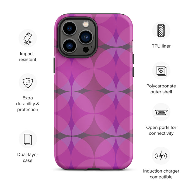 Pink Mid-Century Modern Circles Flamingo tough Polycarbonate  iPhone case for iphone 13 pro