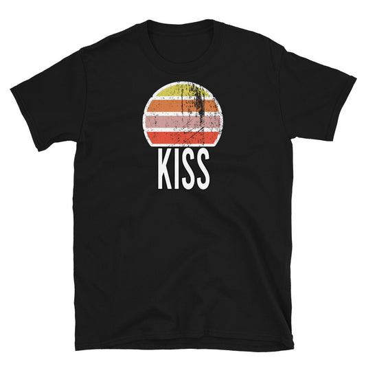 Kiss Vintage Sonnenuntergang Kurzärmeliges Unisex T-Shirt