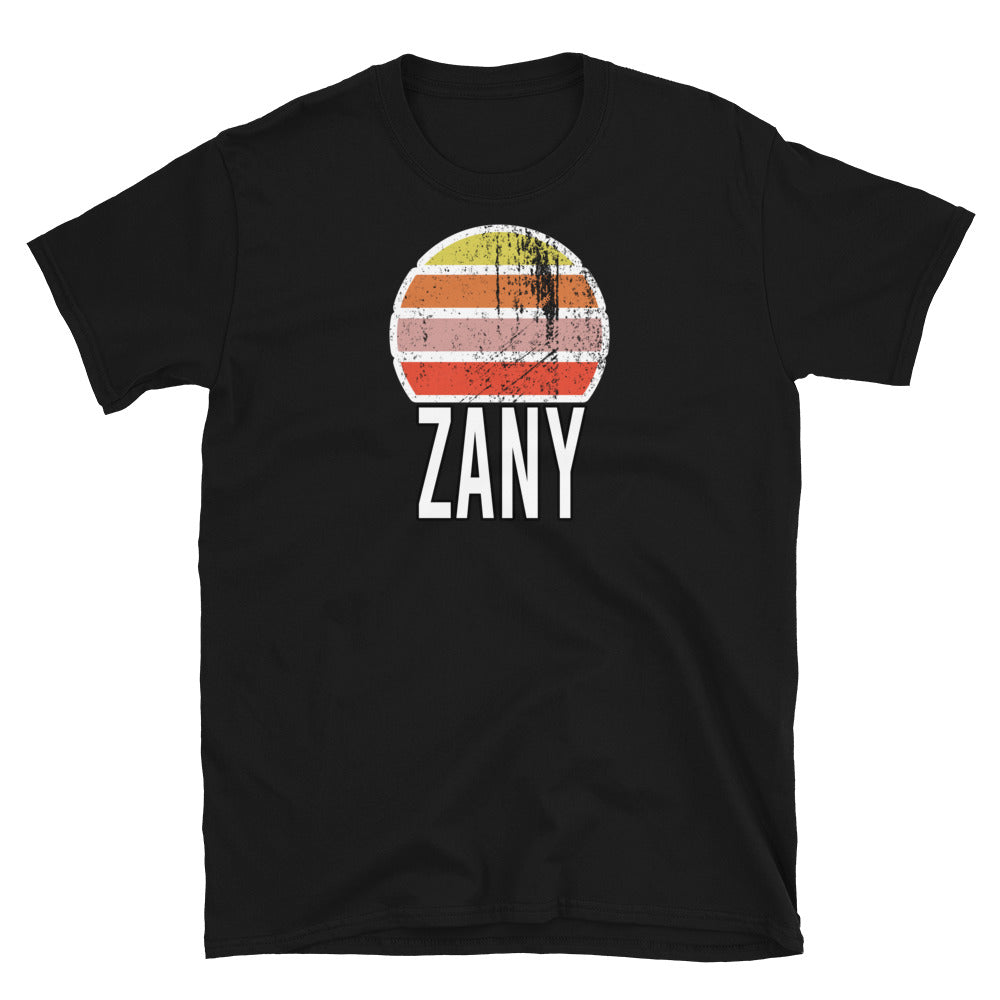 Camiseta unisex de manga corta con puesta de sol vintage de Zany