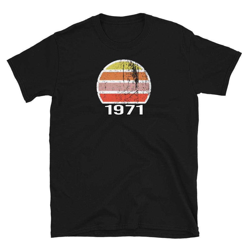 Camiseta unisex de manga corta estilo vintage del año de nacimiento de 1971