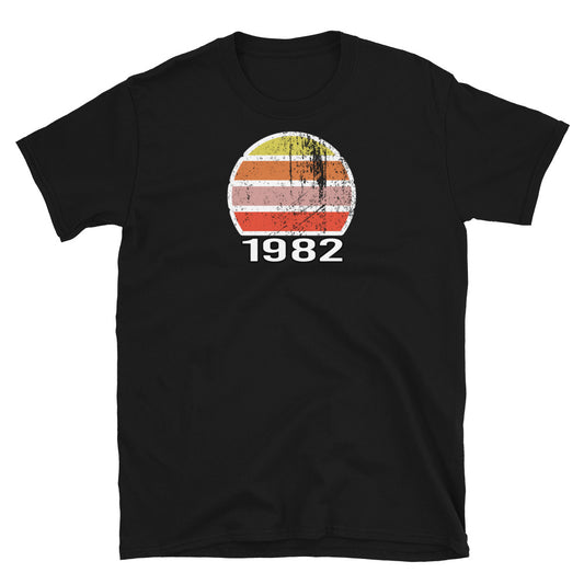 Kurzärmeliges Unisex-T-Shirt im Vintage-Stil zum Geburtstag von 1982