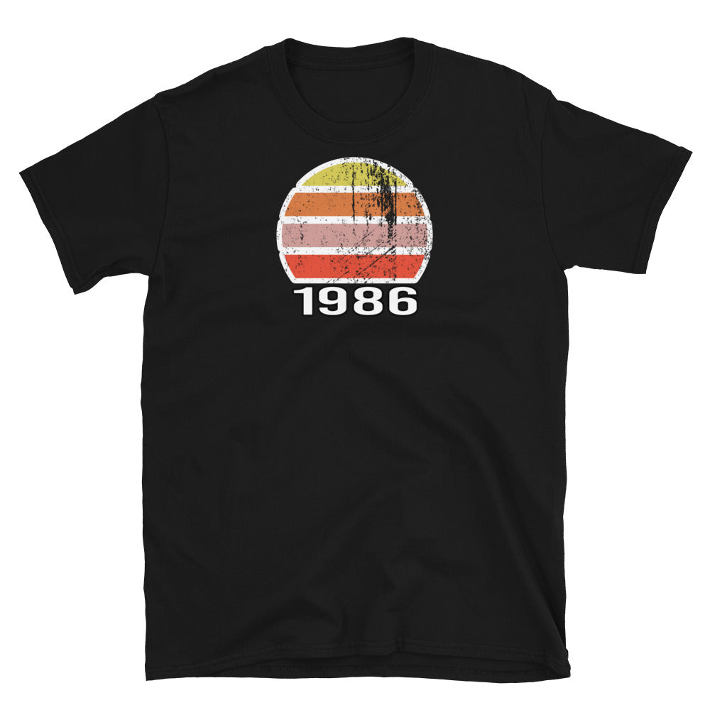 Kurzärmeliges Unisex-T-Shirt im Vintage-Stil zum Geburtstag von 1986