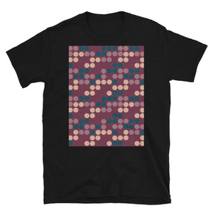 Patterned Short-Sleeve Unisex T-Shirt | 50s Style Burgundy | Vintage Dot Matrix