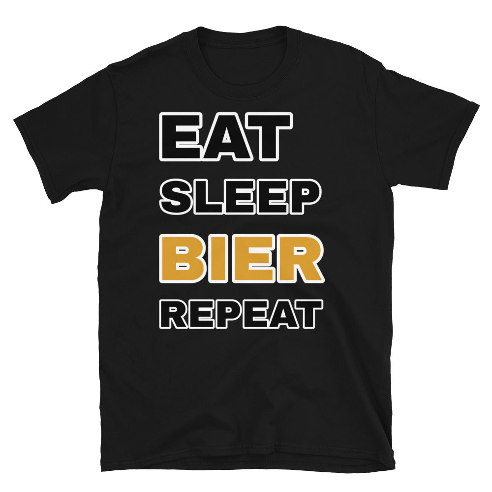 Camiseta con el eslogan "Eat Sleep Bier Repeat"