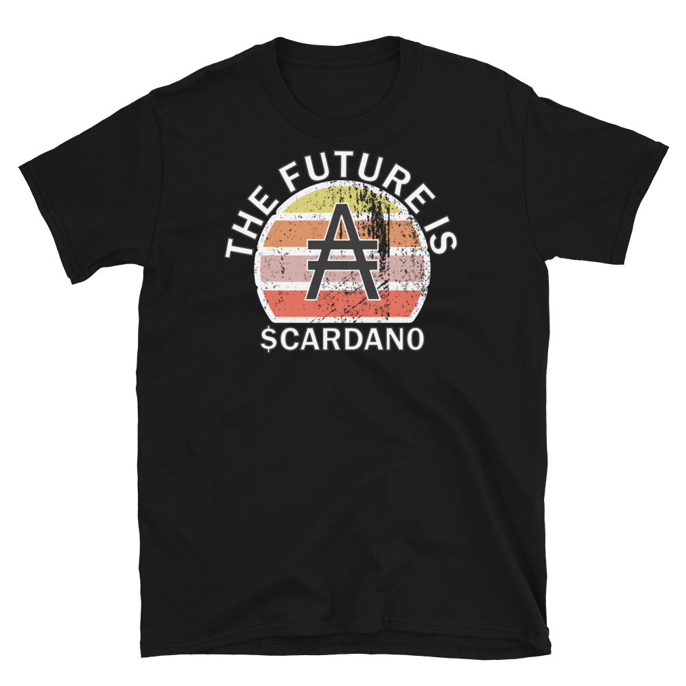 Cryptocurrency coin  t-shirt with $ADA Cardano ticker symbol on this black cotton shirt by BillingtonPix