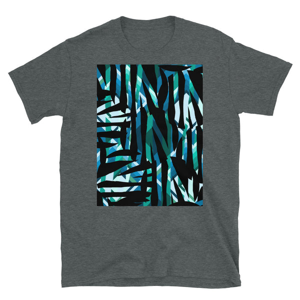 Patterned Short-Sleeve Unisex T-Shirt | Turquoise | Distorted Geometric Collection