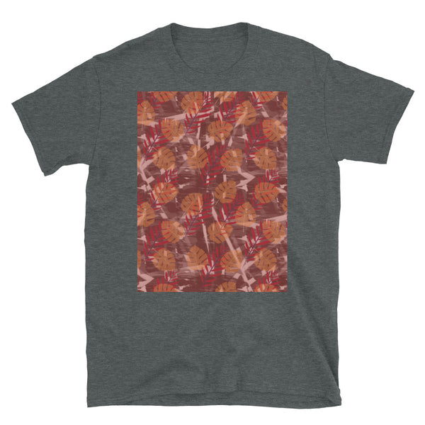 Patterned Short-Sleeve Unisex T-Shirt | Rose Pink | Autumn Monstera Collection