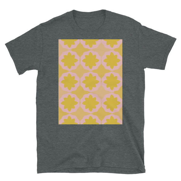 Patterned T-Shirt | Pink Orange Retro Style | Geometric Flock