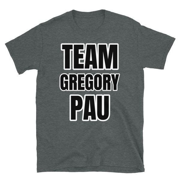 Team Gregory Pau funny slogan t-shirt in support of the recent flipping of a Nautilus olive green 5711 Patek watch on this dark grey cotton tee by BillingtonPix