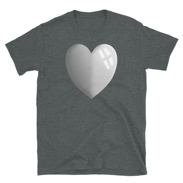 Chrome hearts shiny monochromatic graphic showing a single chrome heart on this adorable cute black cotton t-shirt by BillingtonPix