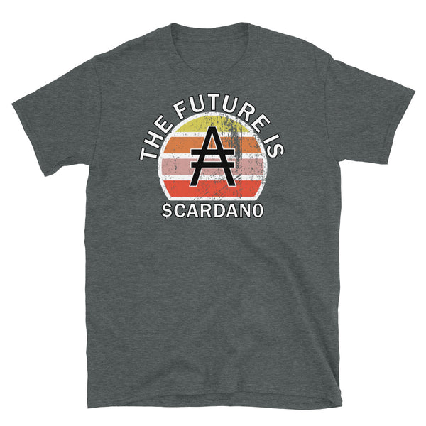 Cryptocurrency coin  t-shirt with $ADA Cardano ticker symbol on this dark heather cotton shirt by BillingtonPix