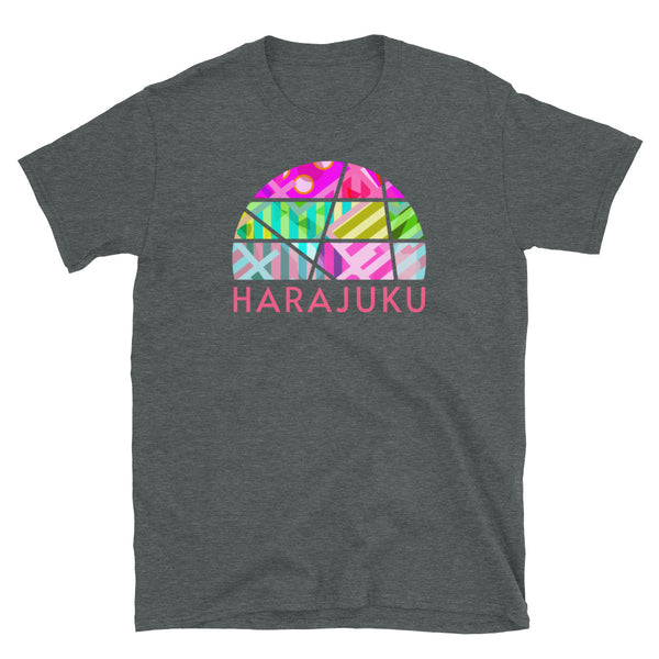 Kawaii Harajuku t shirt in a vintage sunset design with a geometric pattern on this dark heather cotton tee by BillingtonPix