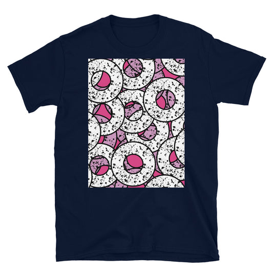 Camiseta unisex de manga corta con estampado rosa | Colección Splattered Donuts