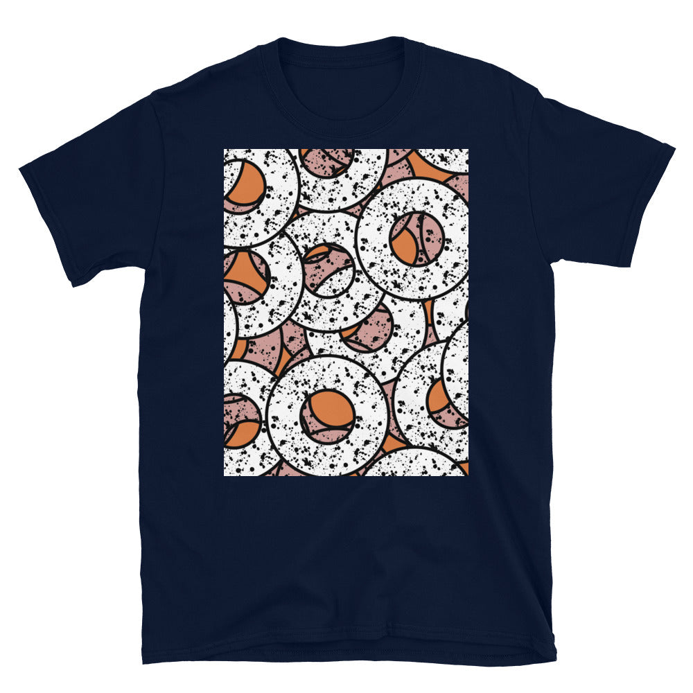 Camiseta unisex de manga corta con estampado naranja | Colección Splattered Donuts