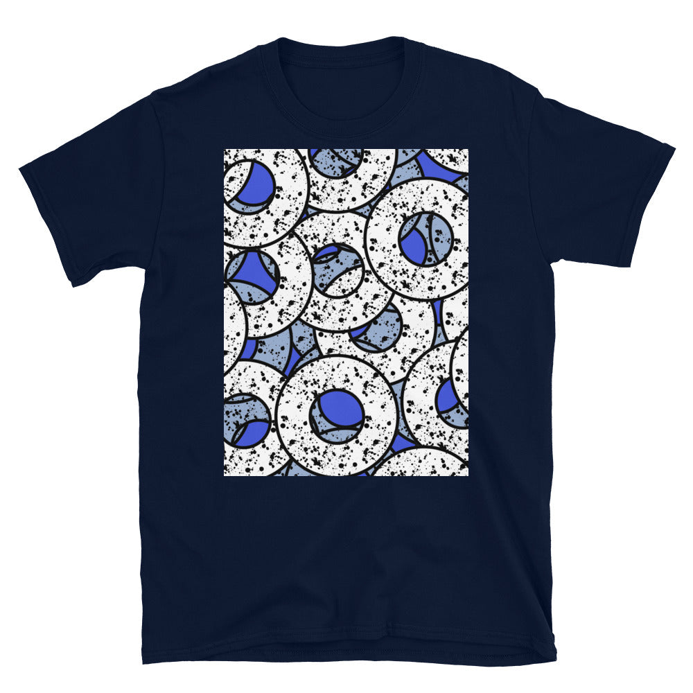 Camiseta unisex de manga corta con estampado azul | Colección Splattered Donuts