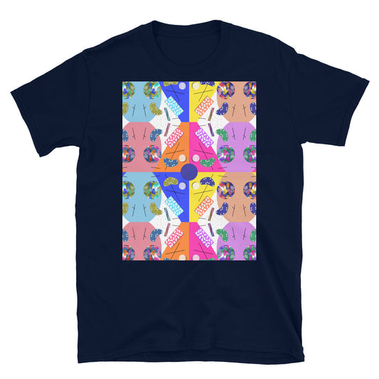 Gemustertes Kurzarm-Unisex-T-Shirt | Fiesta | Memphis Circus Kollektion