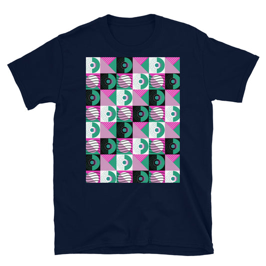 Camiseta unisex de manga corta estampada | Rosa | Colección Bauhaus de Memphis