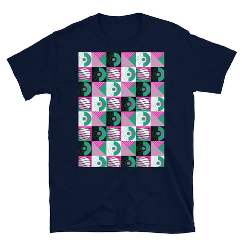 Patterned Short-Sleeve Unisex T-Shirt | Pink | Memphis Bauhaus Collection