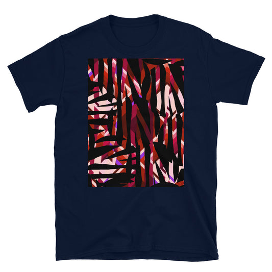 Gemustertes Kurzarm-Unisex-T-Shirt | Rot | Distorted Geometric-Kollektion