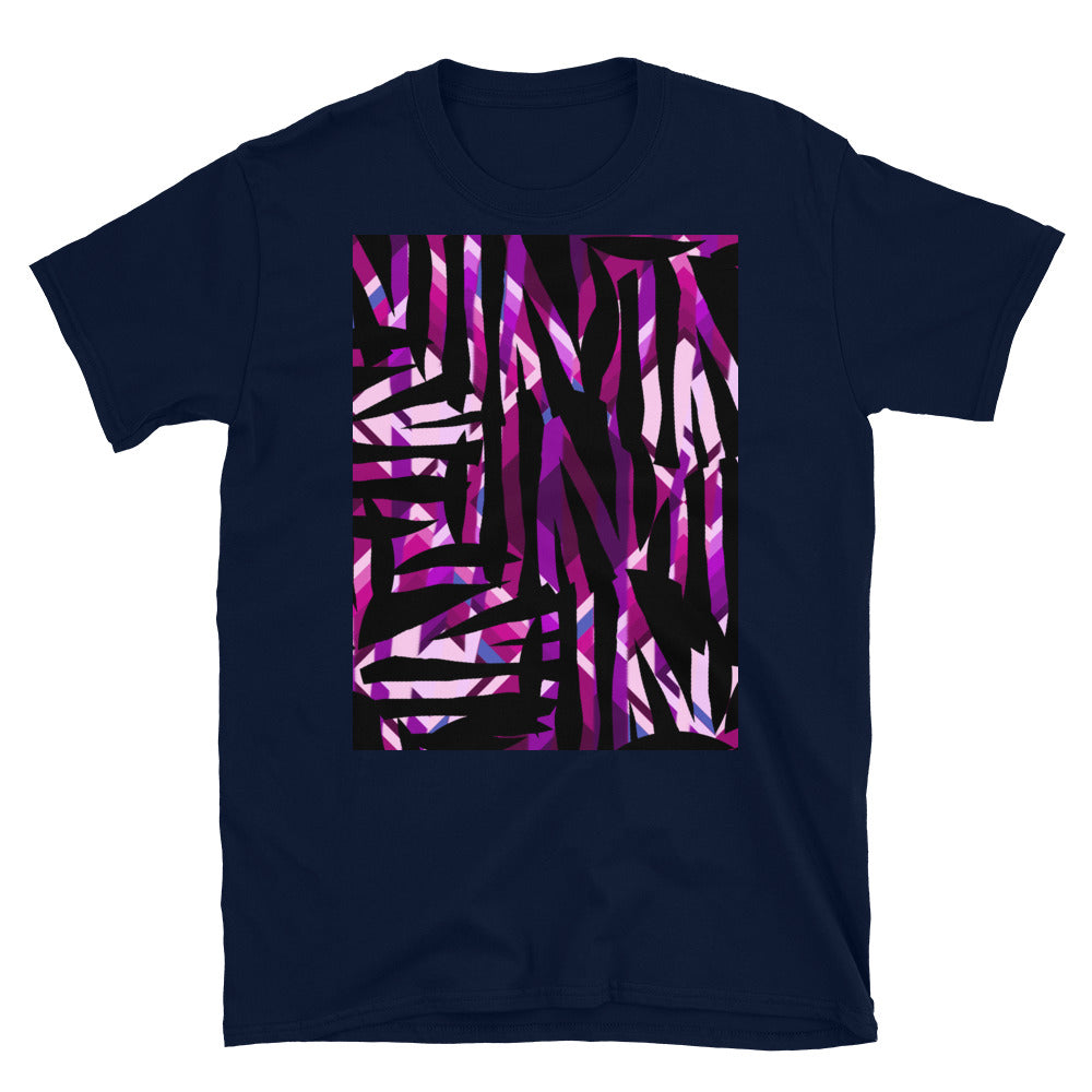 Gemustertes Kurzarm-Unisex-T-Shirt | Lila | Distorted Geometric-Kollektion