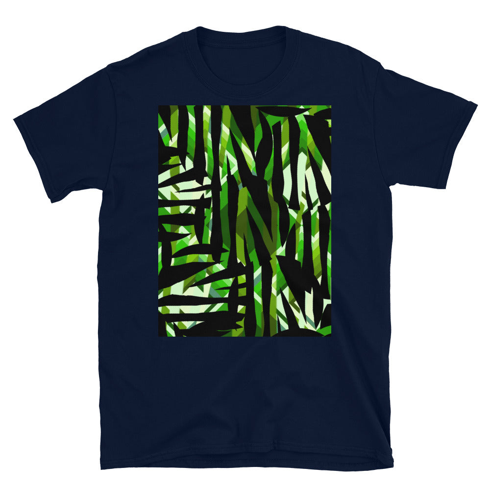 Camiseta unisex de manga corta estampada | Verde | Colección Distorted Geometric