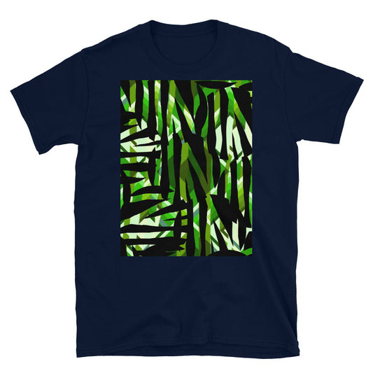 Gemustertes Kurzarm-Unisex-T-Shirt | Grün | Distorted Geometric-Kollektion