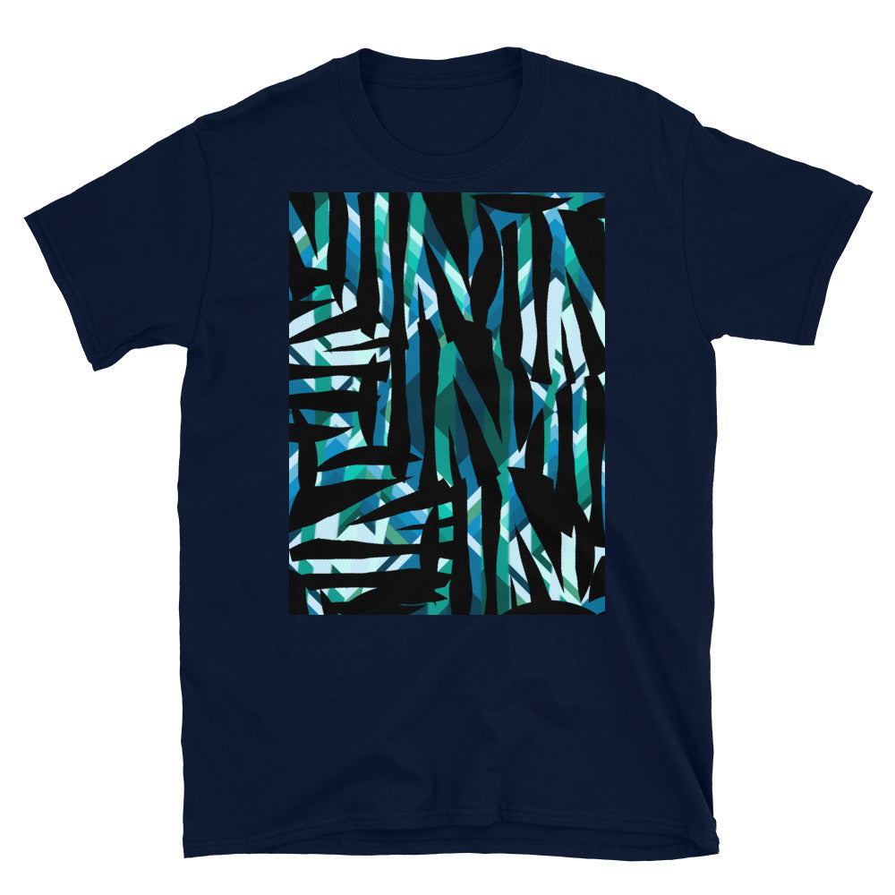 Patterned Short-Sleeve Unisex T-Shirt | Turquoise | Distorted Geometric Collection