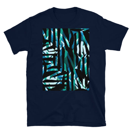 Gemustertes Kurzarm-Unisex-T-Shirt | Türkis | Distorted Geometric Collection