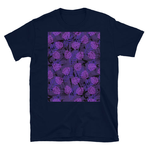 Patterned Short-Sleeve Unisex T-Shirt | Purple | Autumn Monstera Collection
