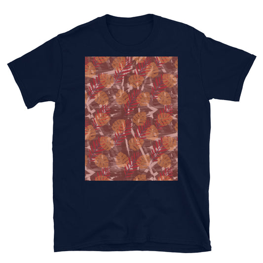 Patterned Short-Sleeve Unisex T-Shirt | Rose Pink | Autumn Monstera Collection