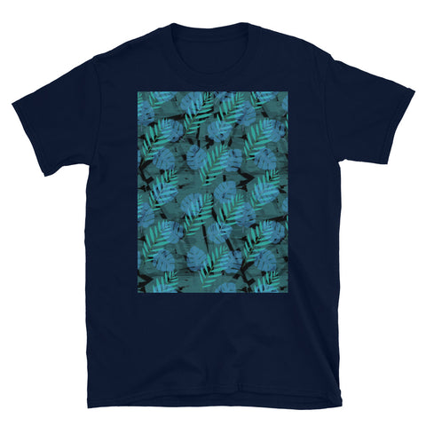 Patterned Short-Sleeve Unisex T-Shirt | Turquiose | Autumn Monstera Collection