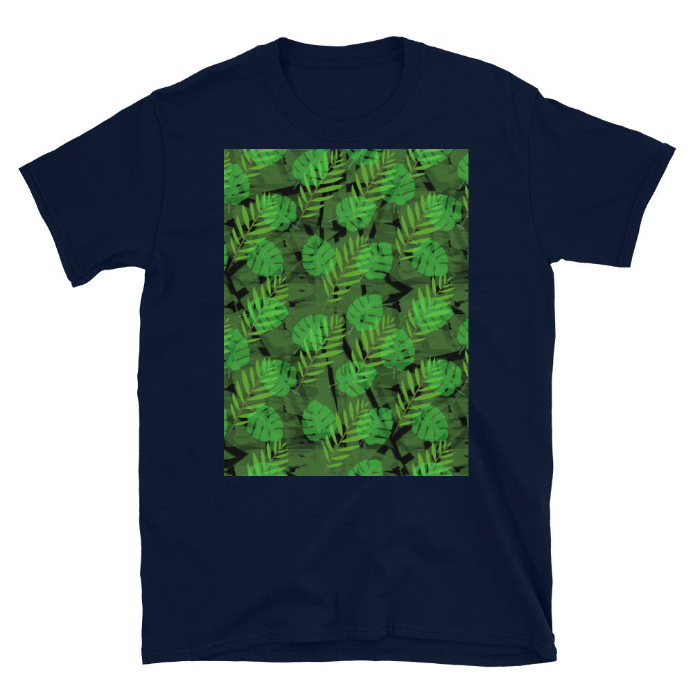 Gemustertes Kurzarm-Unisex-T-Shirt | Grün | Herbst-Monstera-Kollektion