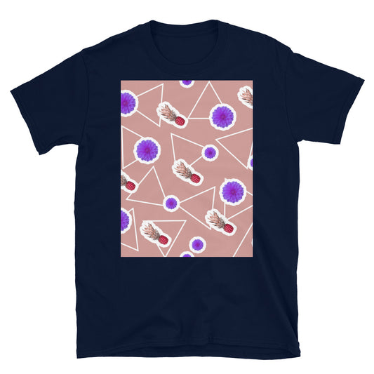 Gemustertes Kurzarm-Unisex-T-Shirt | Rosa | Fruity Floral Kollektion