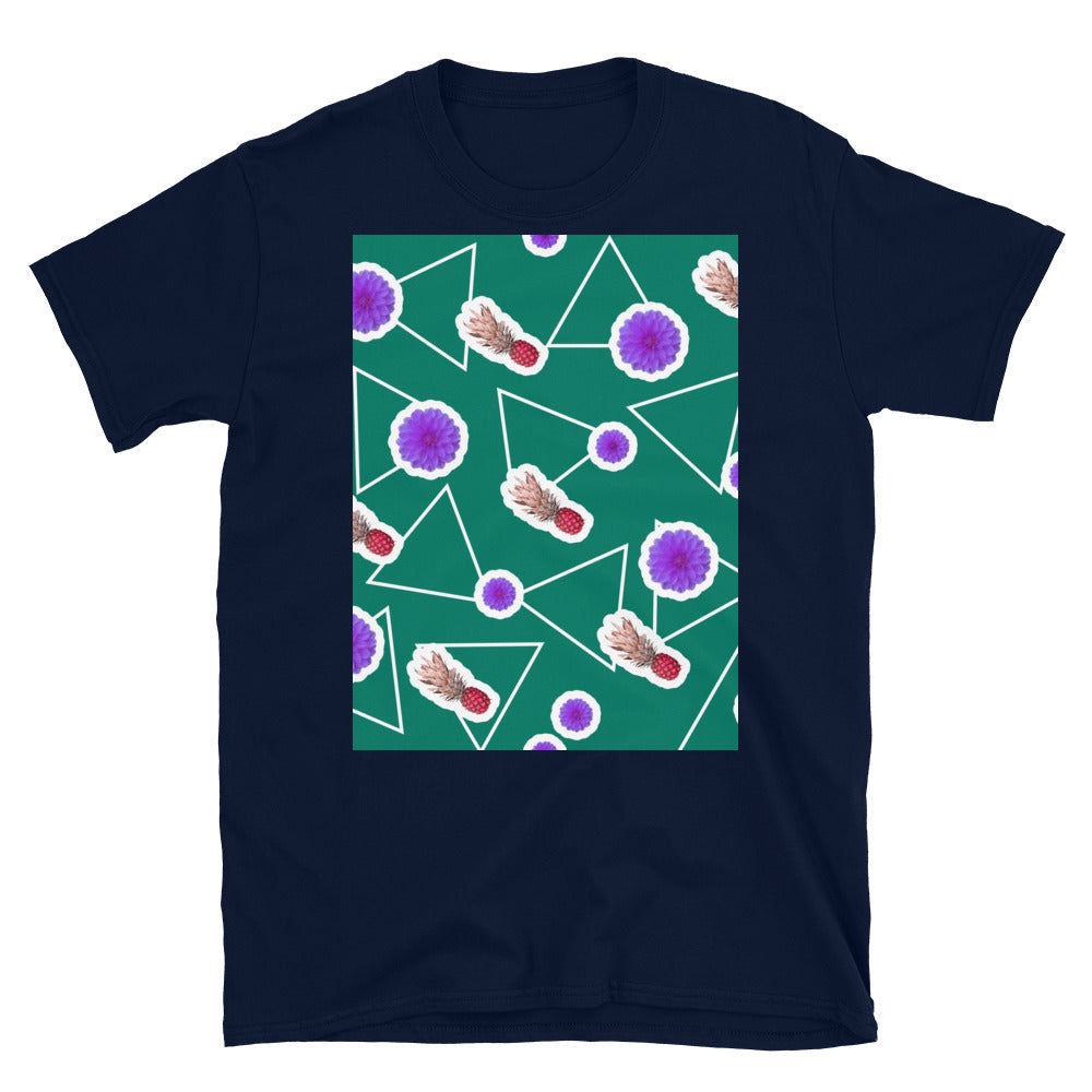 Gemustertes Kurzarm-Unisex-T-Shirt | Grün | Fruity Floral Kollektion