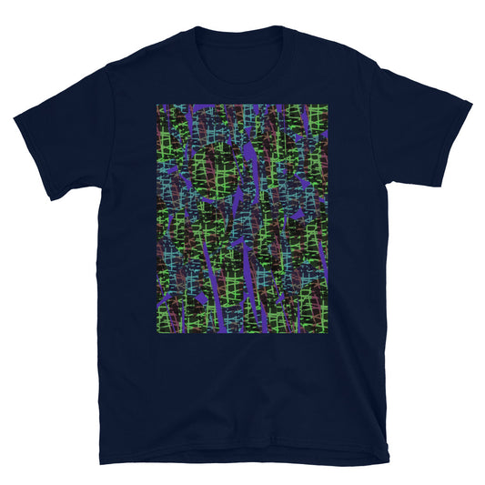 Gemustertes Kurzarm-Unisex-T-Shirt | Grün | Subatomic Planetary Collection