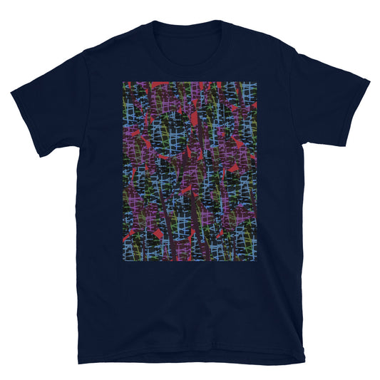 Gemustertes Kurzarm-Unisex-T-Shirt | Blau | Subatomic Planetary Collection