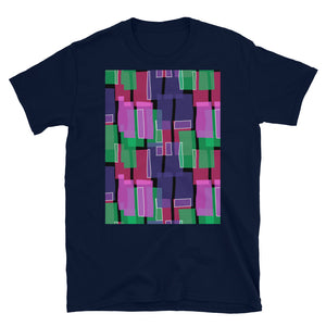 Patterned Short-Sleeve Unisex T-Shirt | Blue 60s Style | Mid Century Geometric