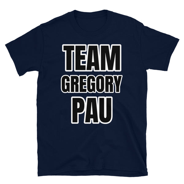 Team Gregory Pau funny slogan t-shirt in support of the recent flipping of a Nautilus olive green 5711 Patek watch on this navy cotton tee by BillingtonPix