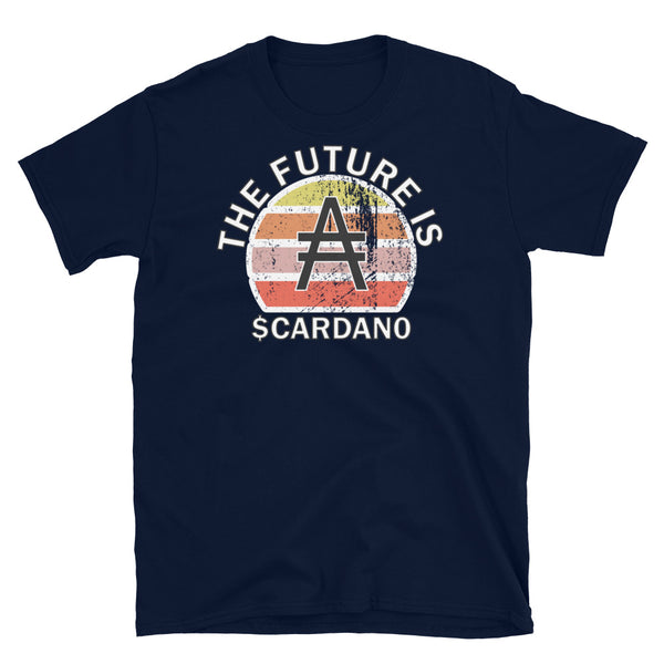Cryptocurrency coin  t-shirt with $ADA Cardano ticker symbol on this navy cotton shirt by BillingtonPix