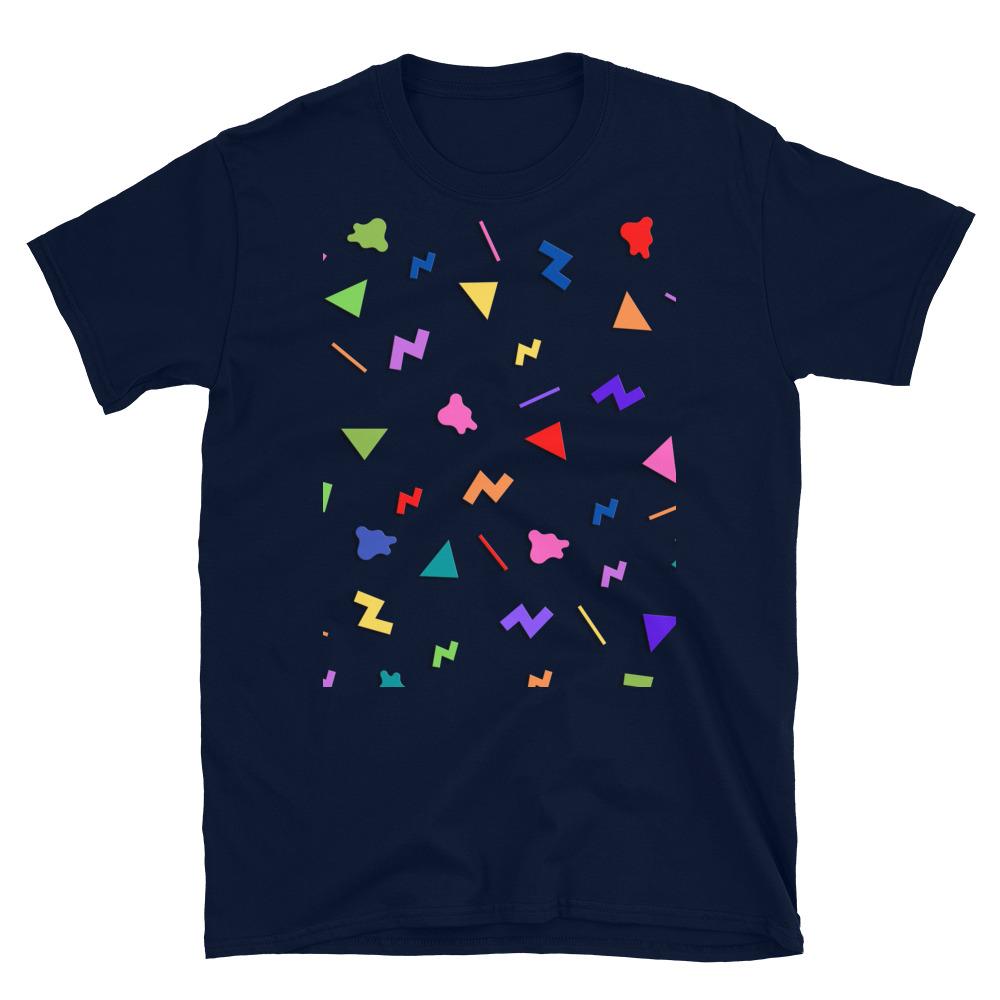 Gemustertes Kurzarm-Unisex-T-Shirt | Memphis Confetti Kollektion