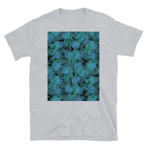 Patterned Short-Sleeve Unisex T-Shirt | Turquiose | Autumn Monstera Collection
