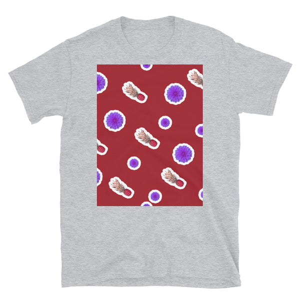 Patterned Short-Sleeve Unisex T-Shirt | Red | Fruity Floral Collection