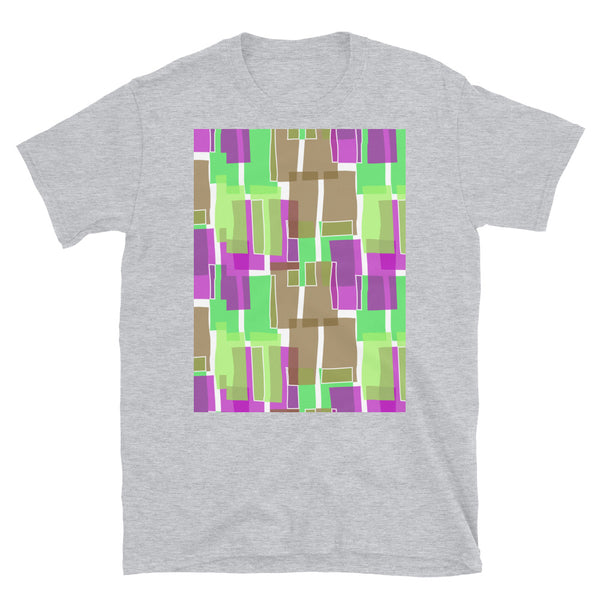 Patterned Short-Sleeve Unisex T-Shirt | Olive 60s Style | Mid Century Geometric