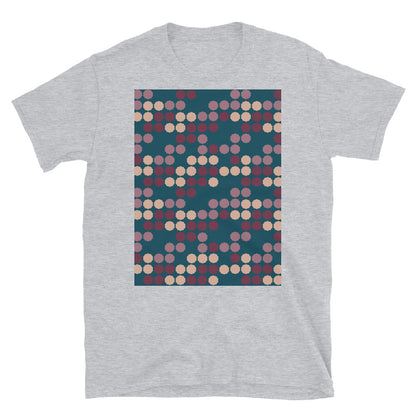 Patterned Short-Sleeve Unisex T-Shirt | 50s Style Blue | Vintage Dot Matrix