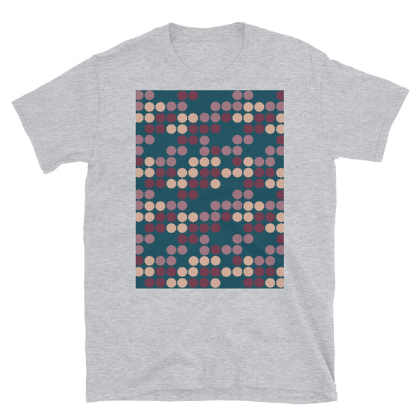 Patterned Short-Sleeve Unisex T-Shirt | 50s Style Blue | Vintage Dot Matrix