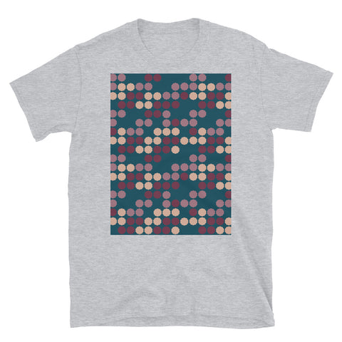 Patterned Short-Sleeve Unisex T-Shirt | 50s Style Blue | Vintage Dot Matrix