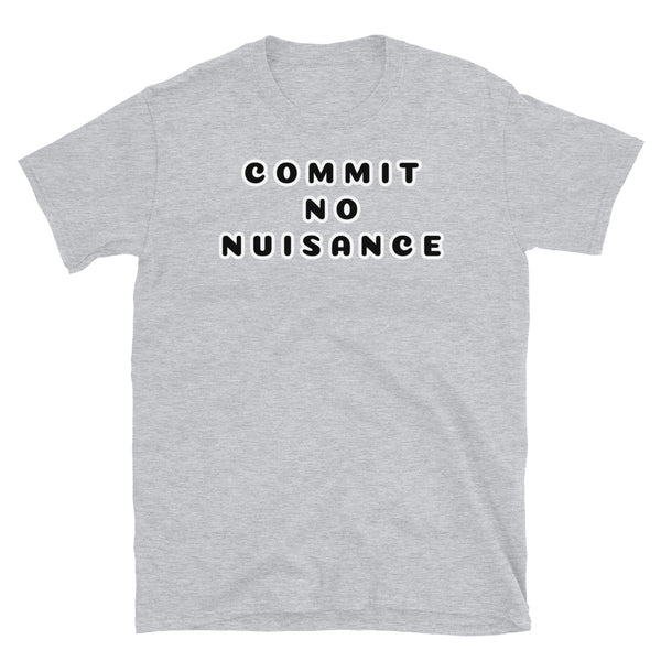 Commit No Nuisance funny novelty t-shirt in light grey cotton by BillingtonPix